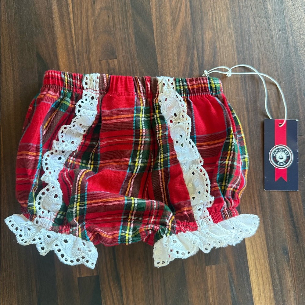 Red Plaid Ruffle Bloomers/ Diaper Cover